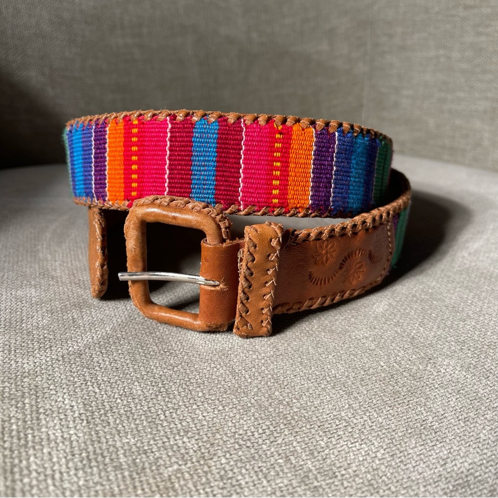 Guatemalan Multicolor Hand Woven Belt, 35 Inches Long